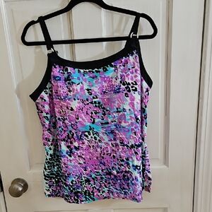 St. John's Bay Pink and Blue Swim Tankini Top